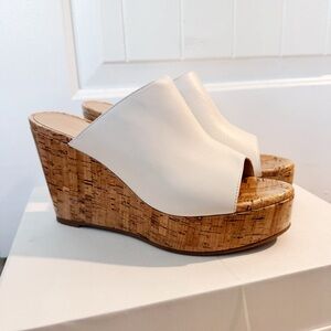 NEW Stuart Weitzman Margarite Platform Wedge Sandal in Cream 8.5